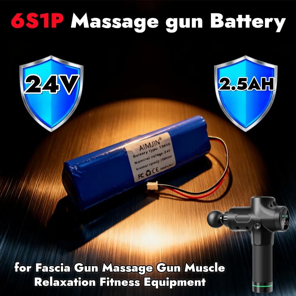 Batteria 24V 2500mAh 6S1P 18650 per Pistola Massaggiante, Ricaricabile agli Ioni di Litio per Attrezzatura per Rilassamento Muscolare