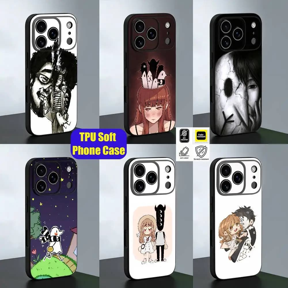 For Goodnight Oyasumi Punpun Phone Case For iPhone 15 17 12 14 13 16 11 E Max Plus Air Pro Mini Black Silicone Cover