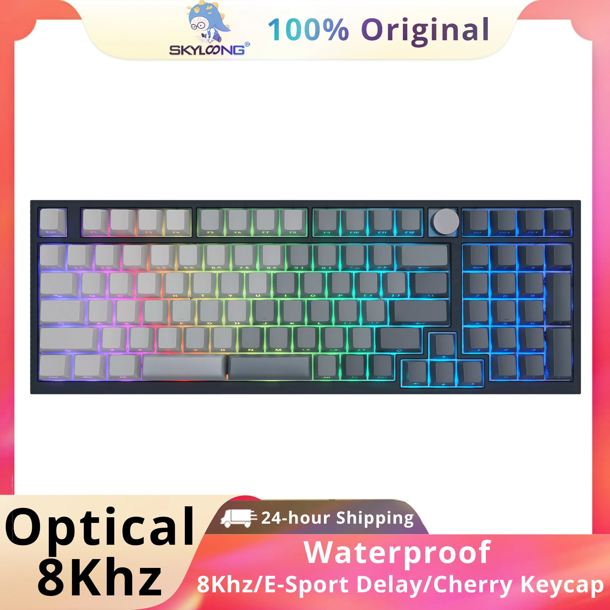 SKYLOONG 8khz Tastiera Ottica USB-C0 Wired Meccanico RGB Retroilluminato GK75/GK87/GK980/GK104 Tastiera Gamer a Bassa Latenza per PC