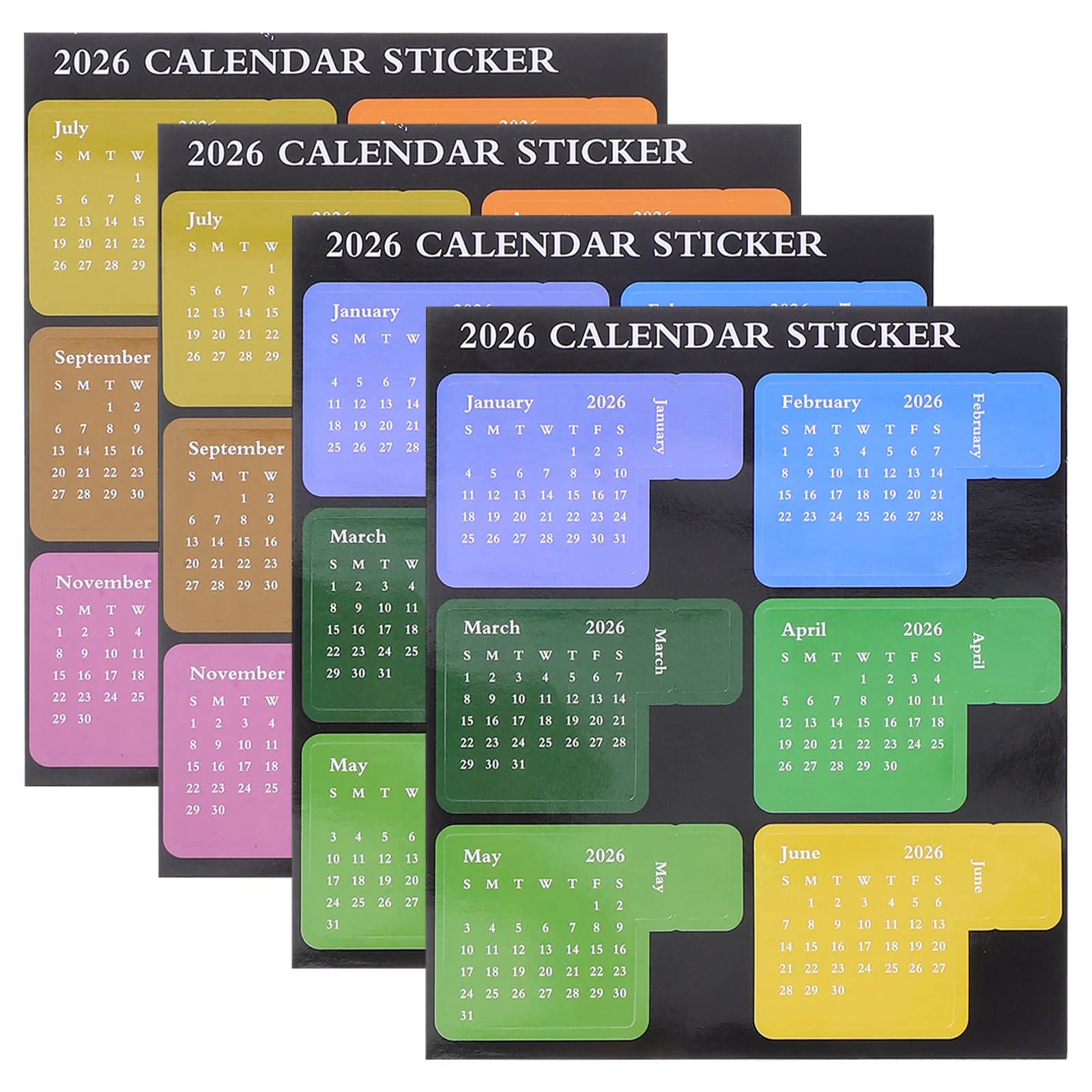 2 Set di Adesivi per Planner Mensile 2026, Linguette Autoadesive per Calendario, Design Colorato per Quaderni, Diari, Agende, Scrapbook e Gestione del Tempo