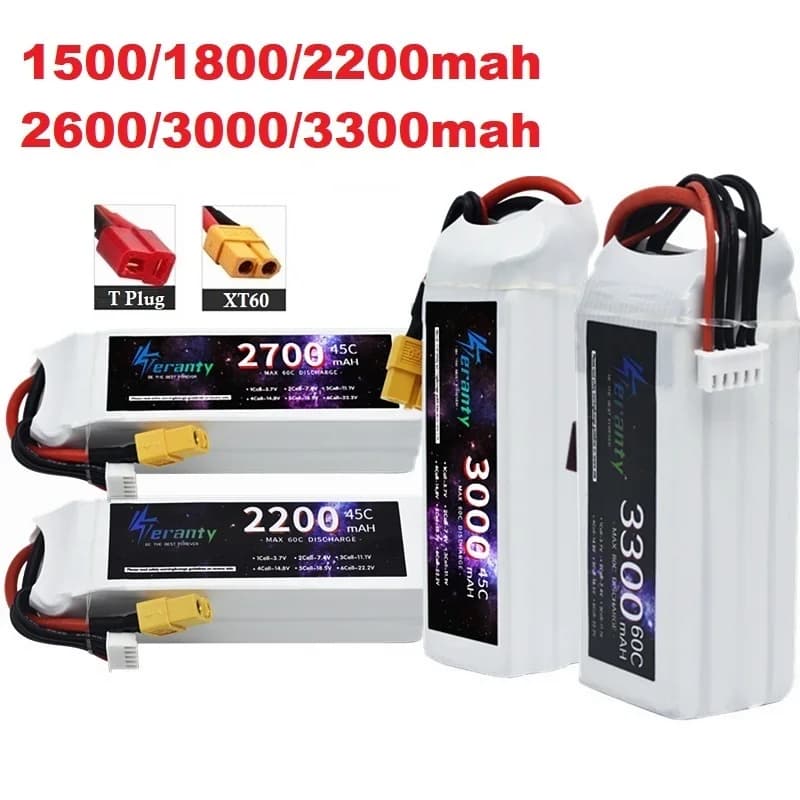 Batteria LiPo 4S 14.8V 1500mah 1800mAh 2200mah 2600mAh 3300mAh 3000mAh 45C/60C Per RC FPV Drone Quadcopter Auto da corsa Deans/XT60