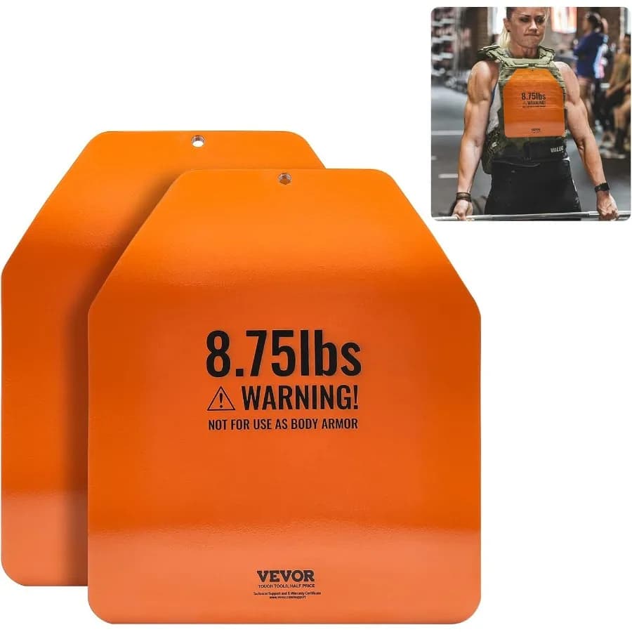 Weight vest plates, pairs of 8.75 pounds, weighted plates in premium steel, extra weight for weight vests, for strength training, running