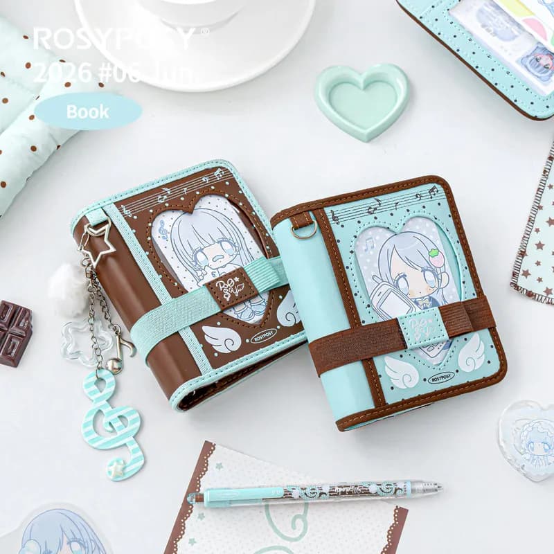 Rosyposy Mini Leather Binder Notebook M5 Loose Leaf Journal Portable Strap Planner For Office Daily Writing