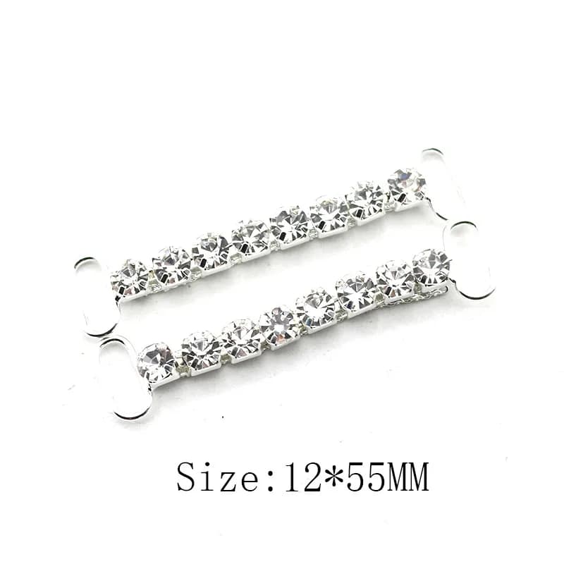 10 pezzi di catena decorativa con strass rinforzati a fila singola da 12*55 mm per fibbie di collegamento bikini, accessori decorativi per abbigliamento