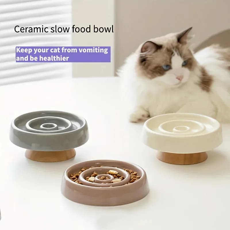 Contenitore per l'alimentazione degli animali domestici in ceramica anti-Gobping - Ciotola per mangiatoia lenta per cani e gatti, piatto per alimenti puzzle per prevenire l'alimentazione veloce
