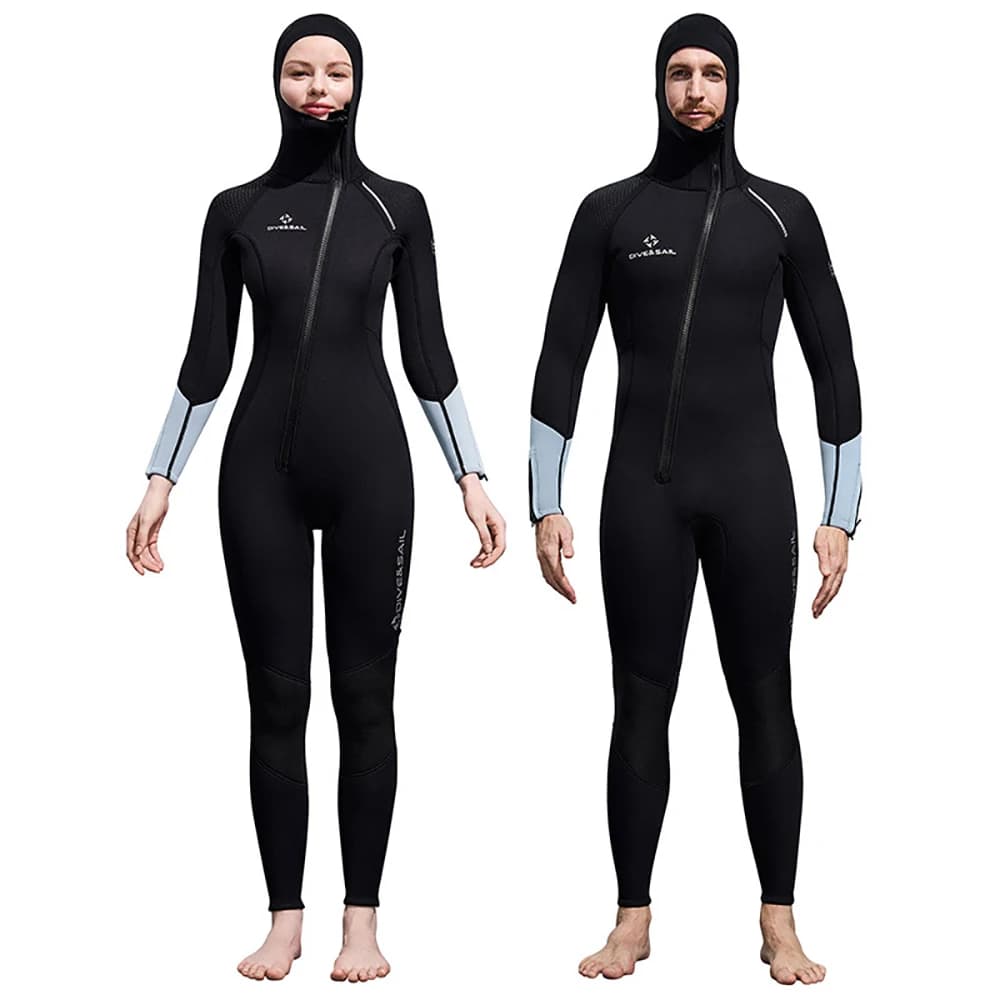 Uomo Donna Muta in neoprene da 3 mm Muta intera monopezzo per il corpo Muta con zip frontale con cappuccio per immersioni subacquee Snorkeling Surf Nuoto