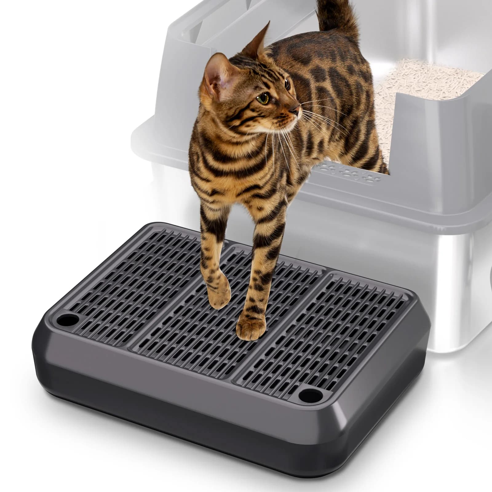 Rampa/passi per lettiera rialzata per gattini e gatti anziani, scale raccoglitrici lavabili per lettiera automatica per gatti