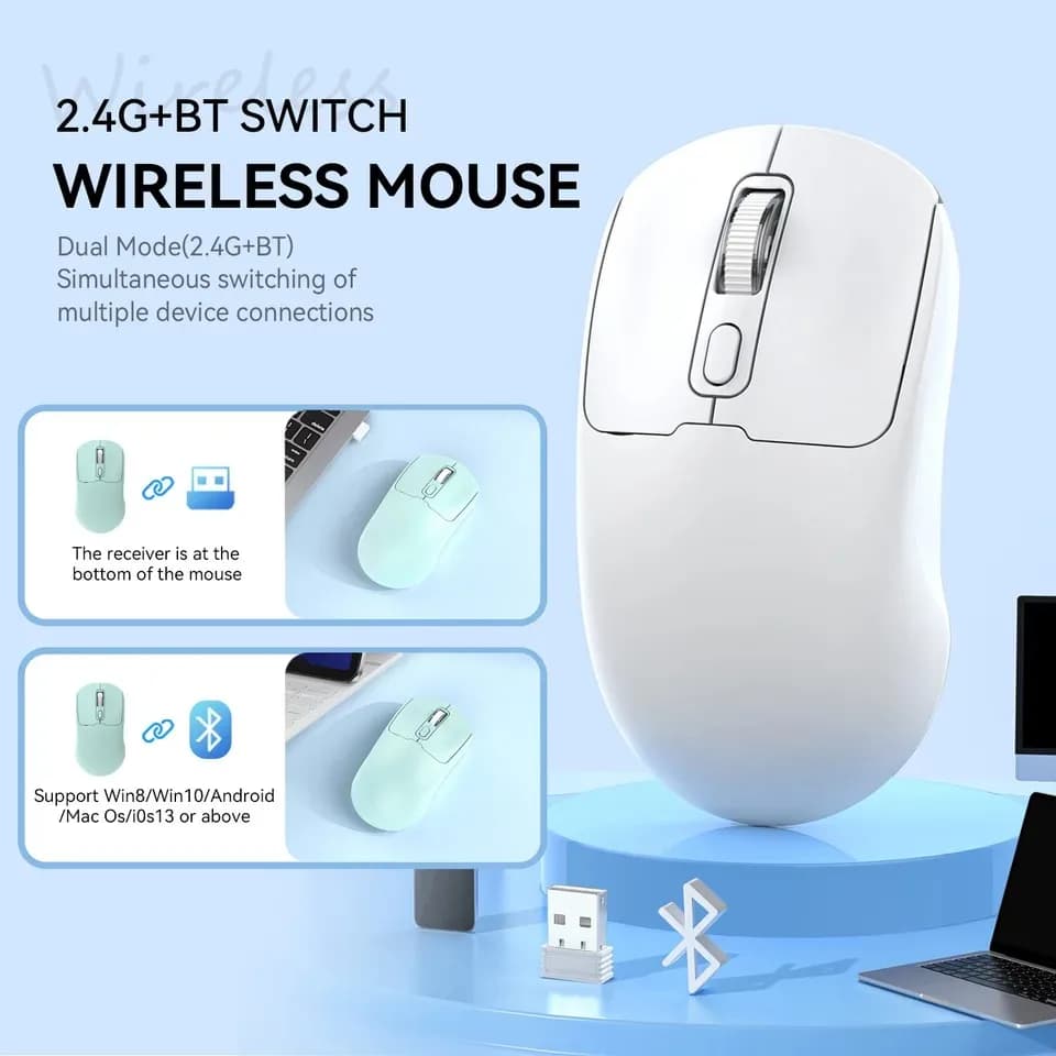 Wireless gaming mouse slient dual mode Bluetooth 5.4 2.4G Rechargeable Play Mouse for Laptop