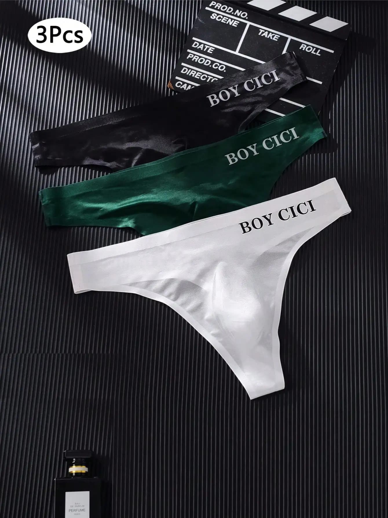 Pack of 3 briefs transparent men's waist without seams with bold print