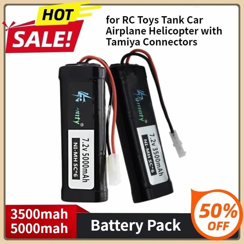 Batteria SC Ni-MH per elicottero aereo carro serbatoio giocattoli RC con connettori Tamiya batteria 1/16 7.2v 3500mAh 5000mAh