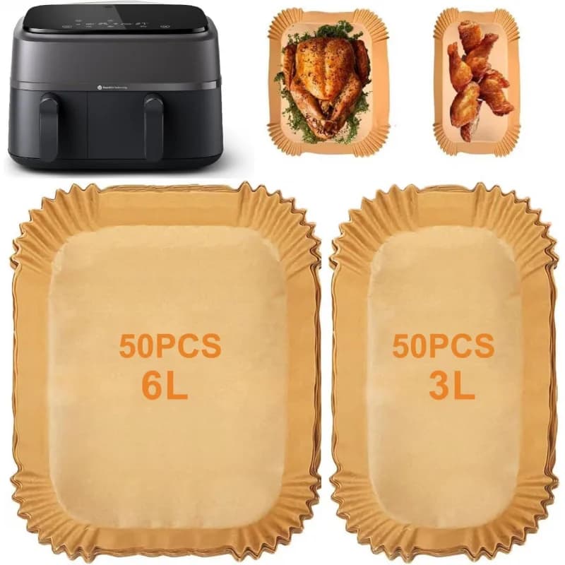 【100 pezzi 2 dimensioni】Tazze da forno usa e getta in carta oleata, rivestimenti antiaderenti per friggitrice ad aria, forno, muffin e cupcake