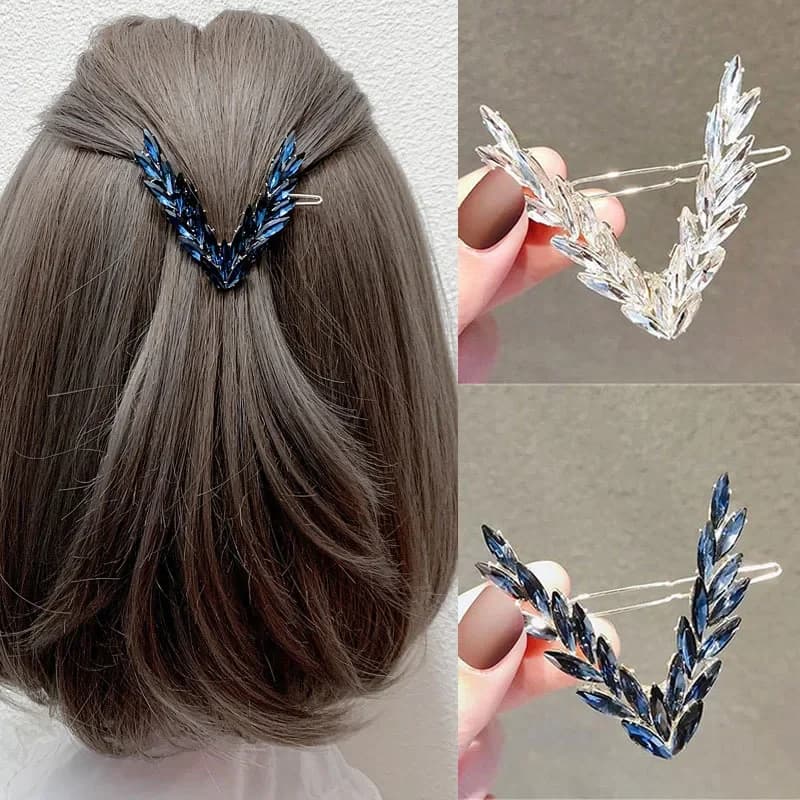 Fermaglio per capelli di lusso con cristalli brillanti per donna, forcine coreane a forma di V, accessori per capelli per ragazze, ornamenti alla moda, regalo
