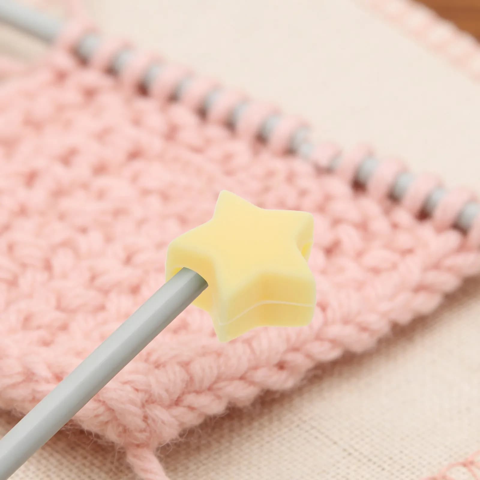 10 Pezzi Tappi in Silicone a Stella per Ferri da Maglia, Protezioni per Ferri Piccoli, Accessori Fai da Te, Giallo