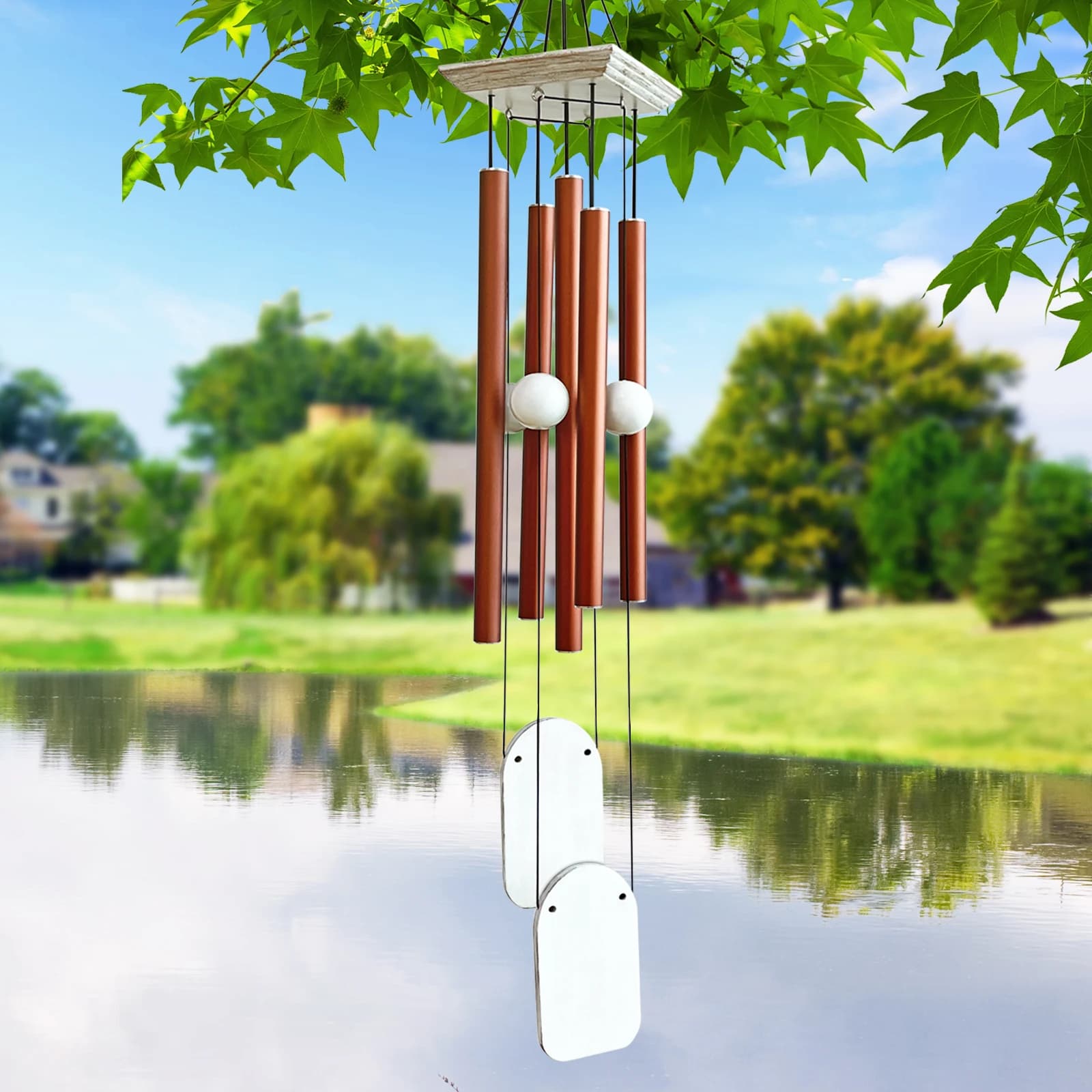 THEYUFA 38 Inch (96.5cm) Copper Memorial Wind Chime Outdoor Garden Courtyard Home Decor Housewarming