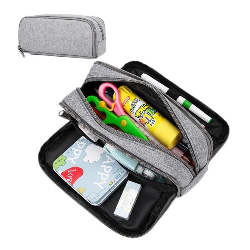 Astuccio per matite Astuccio per penne di grandi dimensioni Astuccio a 3 scomparti Doppio lato aperto Cancelleria per studenti Organizzatore da scrivania Materiale scolastico