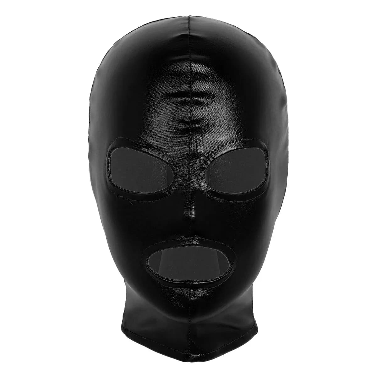 Maschera per cosplay unisex da donna e da uomo in lattice metallizzato lucido occhi aperti e copricapo per bocca maschera a pieno facciale cappuccio per costume da gioco di ruolo