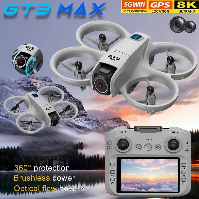 GT3 MAX 5G 8K HD GPS Drone professionale Fotografia aerea Illuminazione dinamica Velivolo telecomandato Flusso ottico Quadcopter
