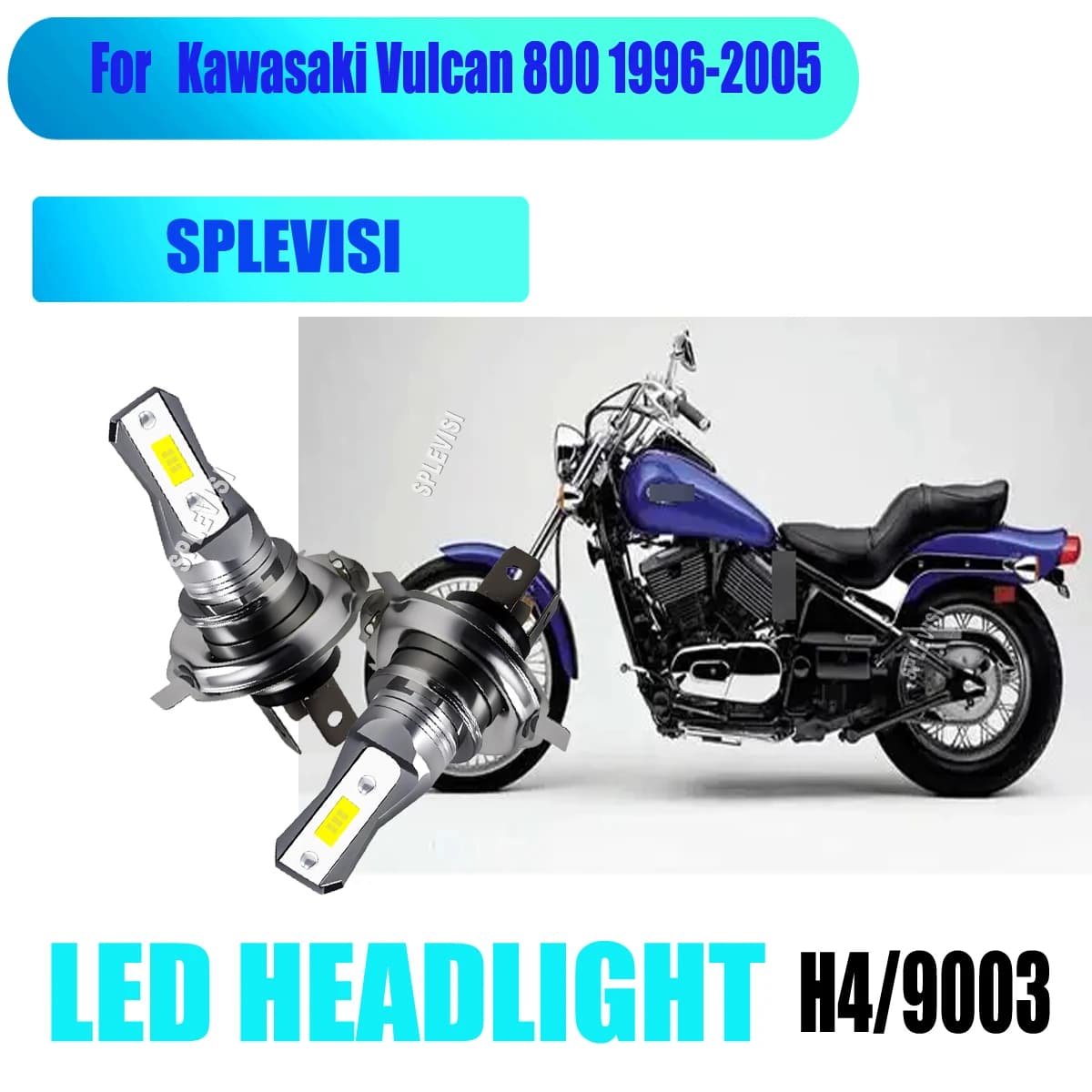 Faro LED bianco per moto H4 - LED ad alta potenza da 45 W per Kawasaki Vulcan 800 1996 1997 1998 1999 2000 2001 2002 2003-2005