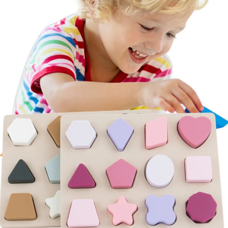 Puzzle in silicone mortabile Giocattoli Montessori per bambini Giochi di abbinamento forme geometriche Giocattoli educativi precoci per bambini 1 2 3 anni