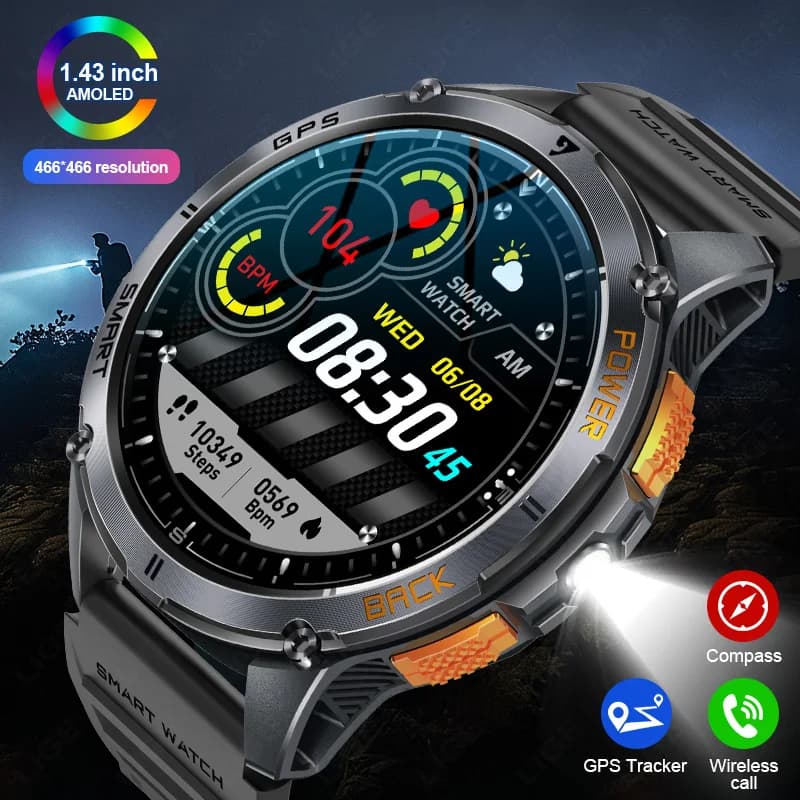 Scelta LIGE Smart Watch 530mAh Batteria grande GPS Bussola Assistente vocale Controllo musicale Frequenza cardiaca Uomo Smartwatch Android lOS