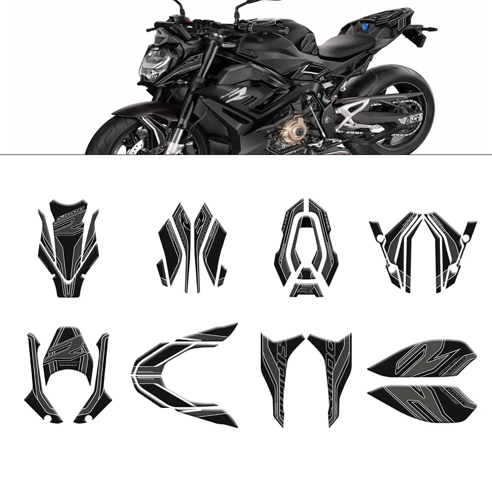 For BMW S1000R S 1000 R 2021-2024 Moto 3D Gel Knee Pad Tank protection system Full sealing adhesive protection kit Black