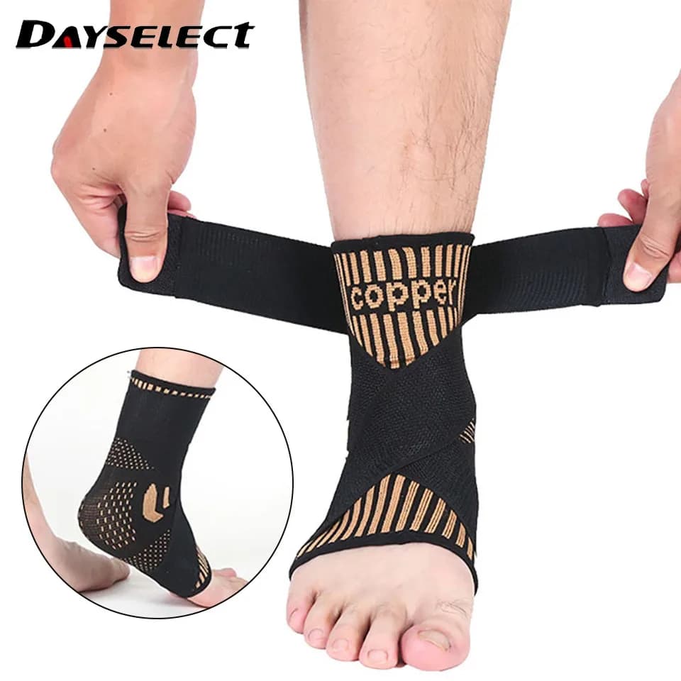 1 pz tutore per caviglia agli ioni di rame regolabile tutore per caviglia lavorato a maglia cinturino di compressione fitness ciclismo corsa tutore per caviglia in fibra di rame