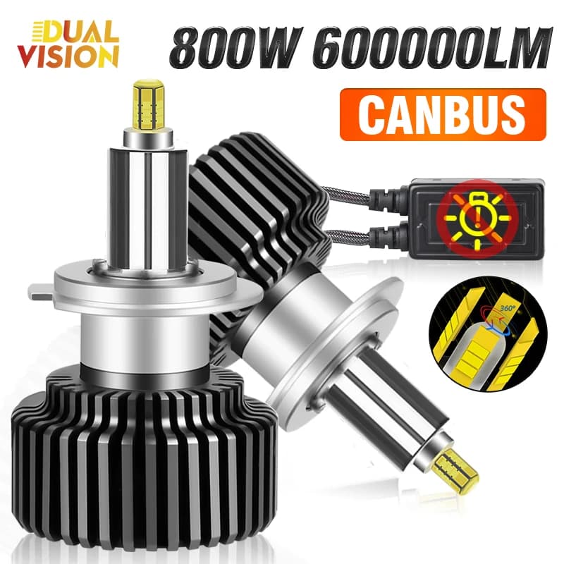 360 Turbo H7 H4 Lampadine per fari a LED 800W 600000LM H1 H8 H9 H11 9005 HB3 9006 HB4 8000K 6000K LED Canbus 12V Luci automatiche 2PCS