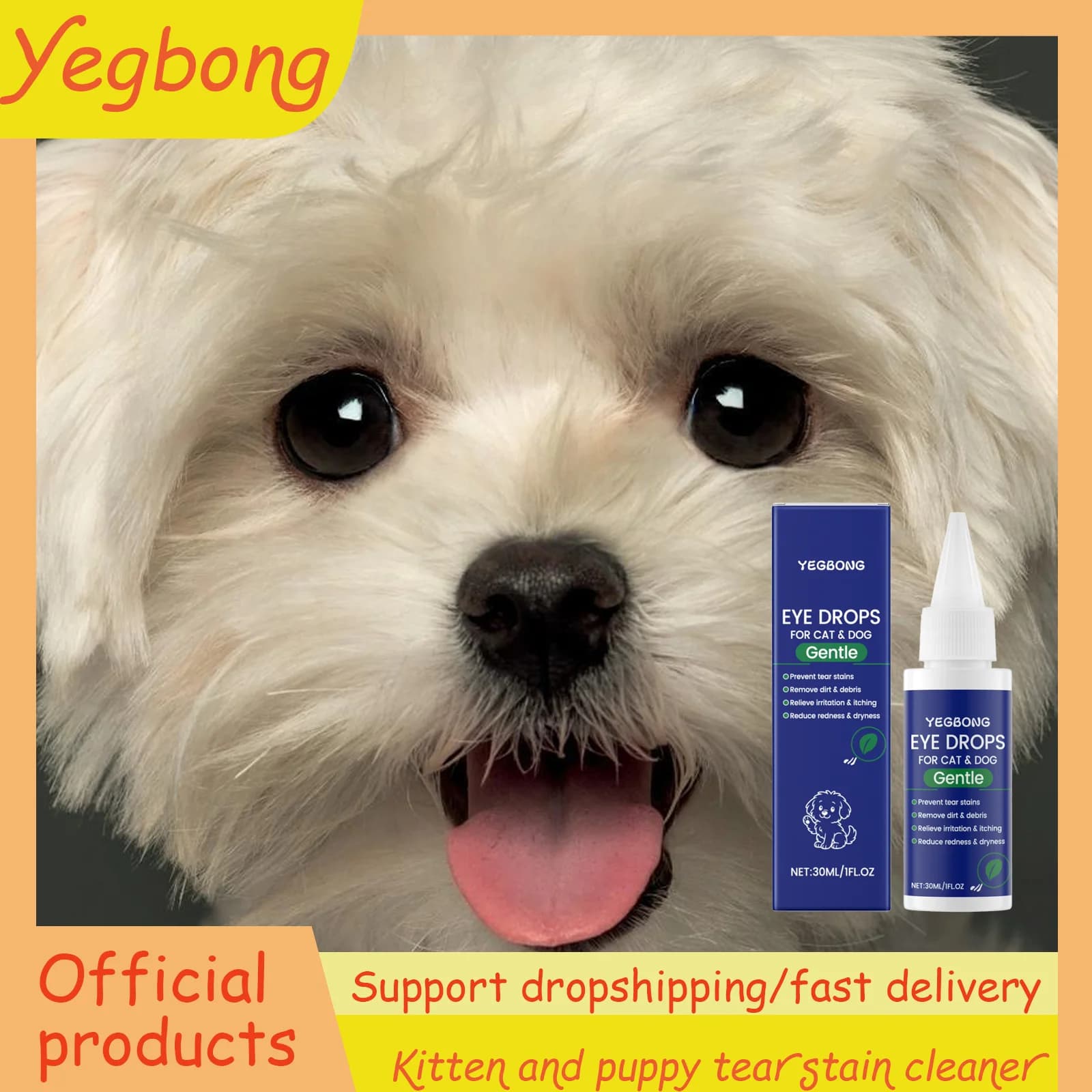 Gocce Oculari per Cani e Gatti da 30ml - Soluzione Delicata per la Pulizia degli Occhi, Rimuove le Macchie Lacrimali, Forniture Essenziali per la Cura degli Animali Domestici