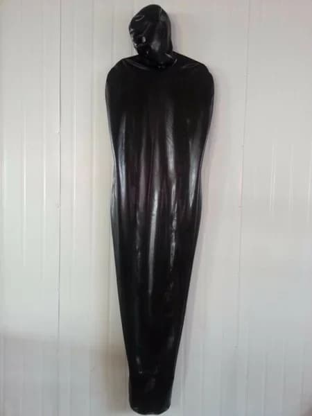 100% Sleeveless Catsuit Rubber latex suit for whole body Body sleeping bags with hood 0.4 mm S-XXL