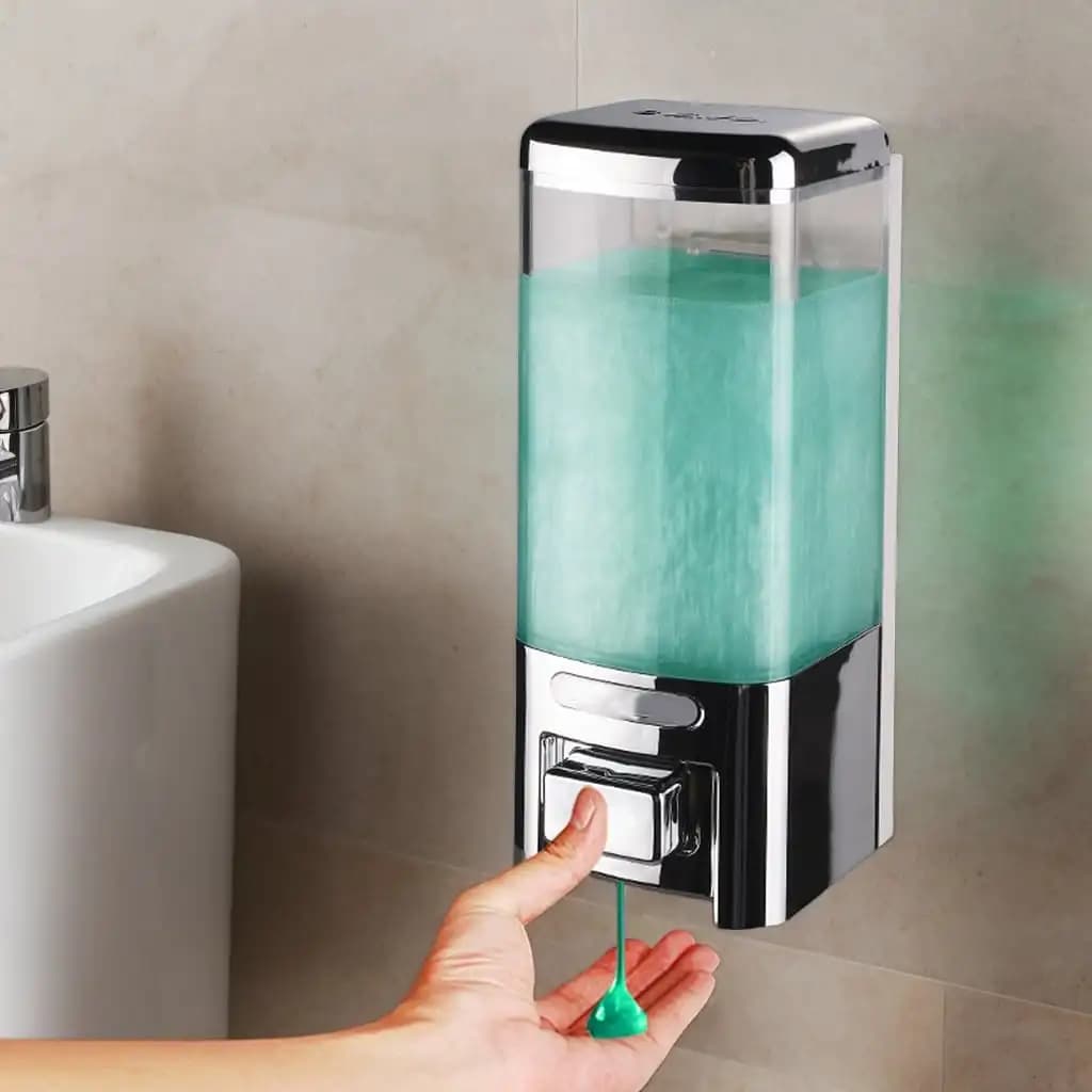 Dispenser di sapone manuale a doppia testa Tatukiko ABS 500ML da parete per bagno hotel, senza fori, per gel doccia