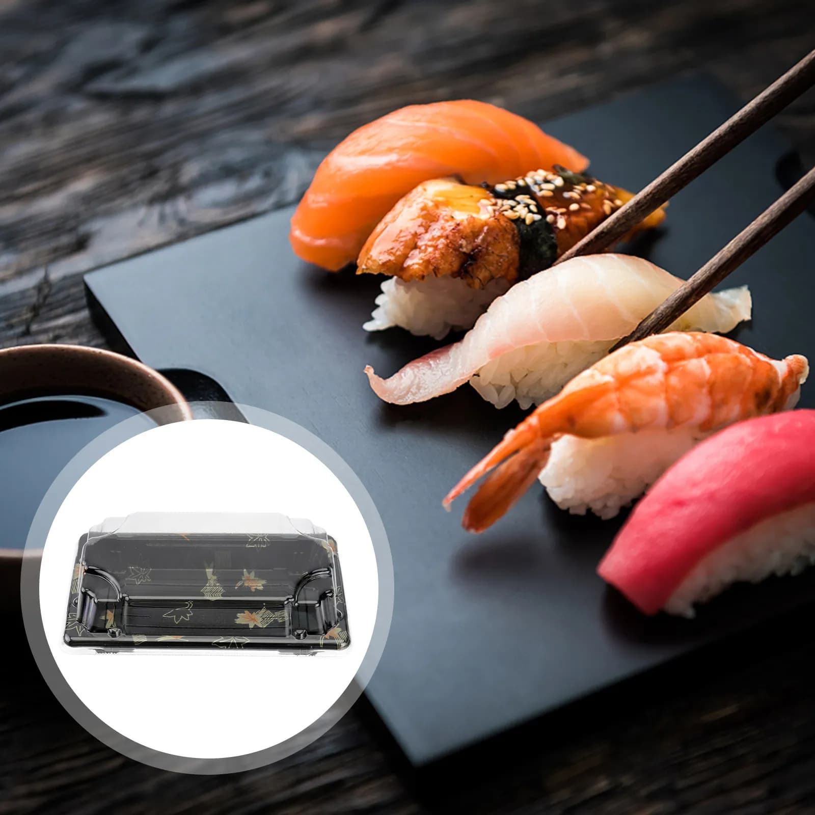 100Pcs Eco Friendly Disposable Sushi Boxes Thickened Leak Proof Take Out Containers for Restaurants Food Trucks Parties