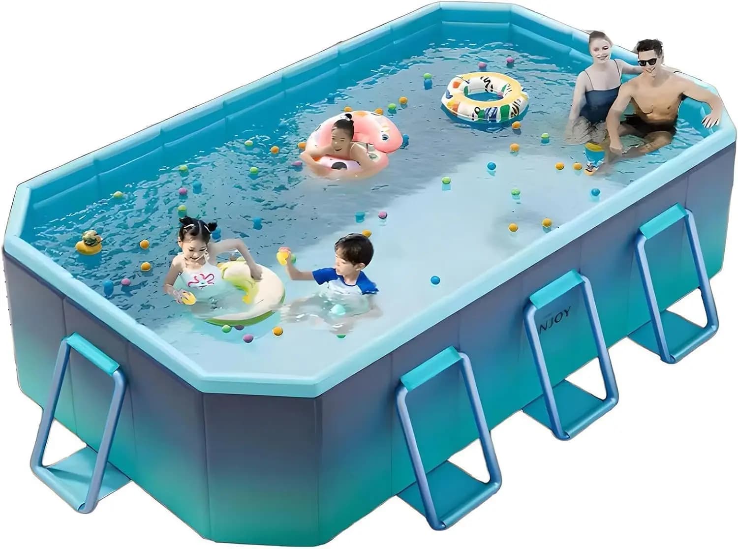 Foldable Pool, Large Kiddie Pool, Non-Inflatable Kids' and Adults' Outdoor Swimming Pool, Hard Plastic Shell Portable Pool