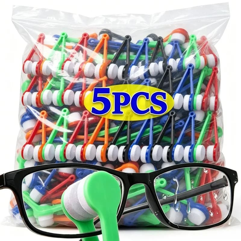 Set di 5 Spazzole per Occhiali in Microfibra a Doppia Faccia, Pulitore Portatile per Occhiali, Accessori per la Pulizia