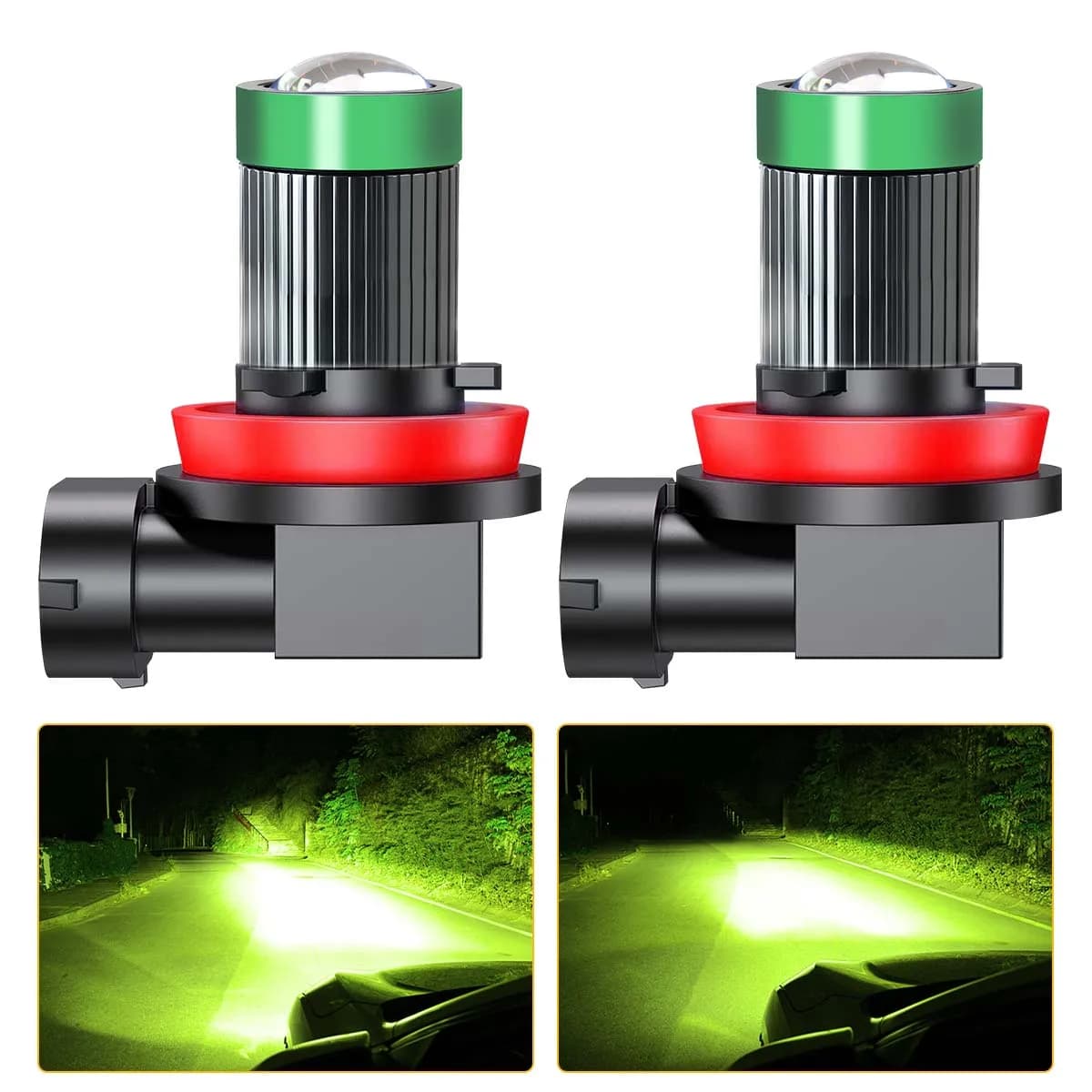 Mini H8 H9 Lente per proiettore a LED H11 H16JP Faro automatico Lampada turbo Proiettore automobilistico Luci a LED 6000K per auto Limone bianco