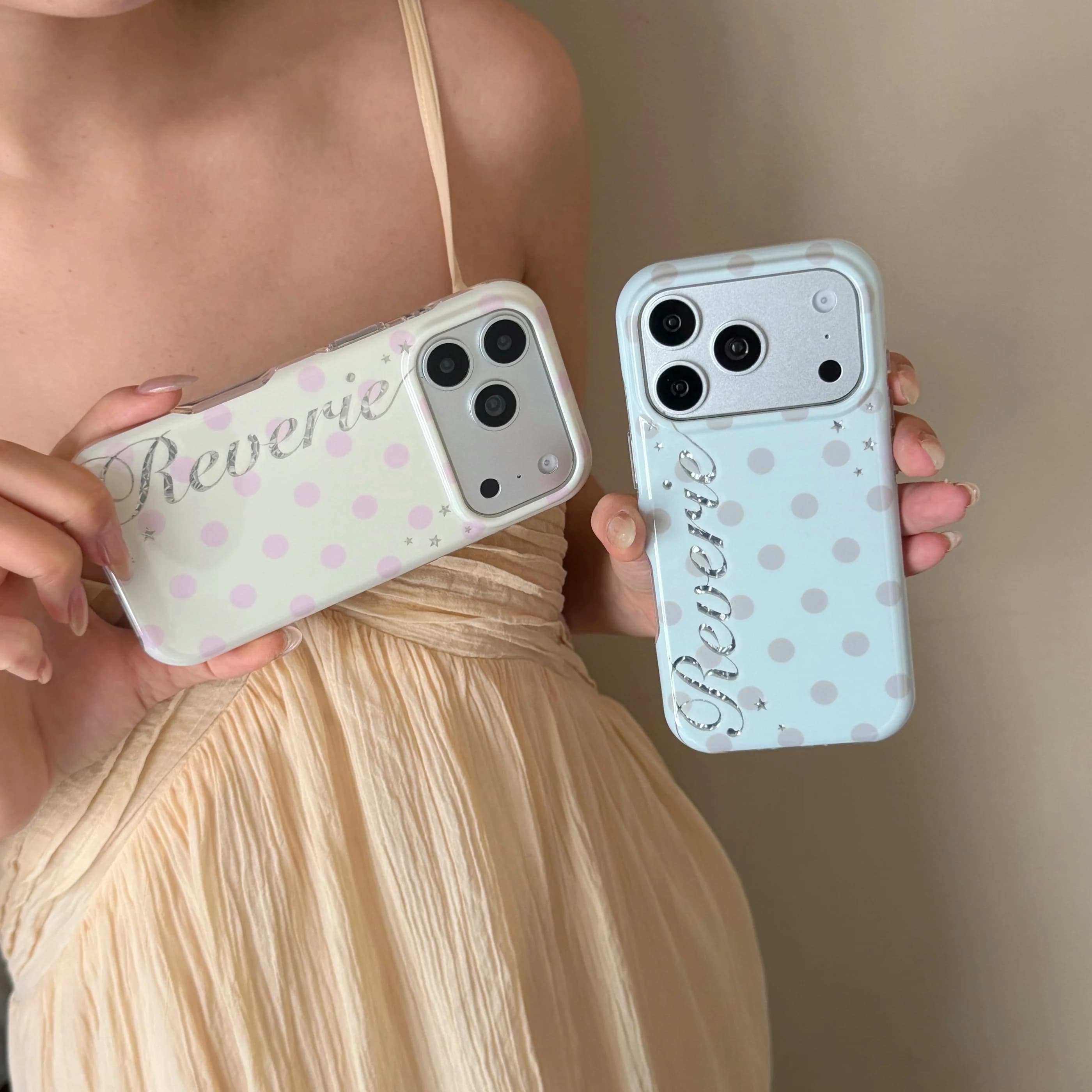Korean IG Polka Dot 2 in 1 Hybrid Phone Case For iPhone 17 16 15 Pro Max Cute Letter Star Shockproof Cover Funda