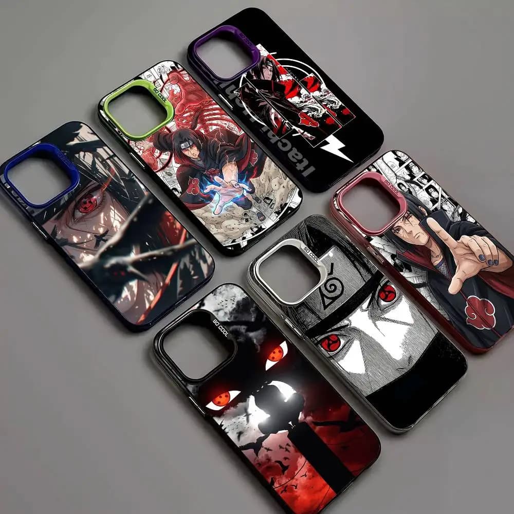 Custodia per telefono classica anime U-Uchiha Itachi per iPhone 17 16 15 14 11 12 13 Pro Max Pro Plus, cover colorata argento