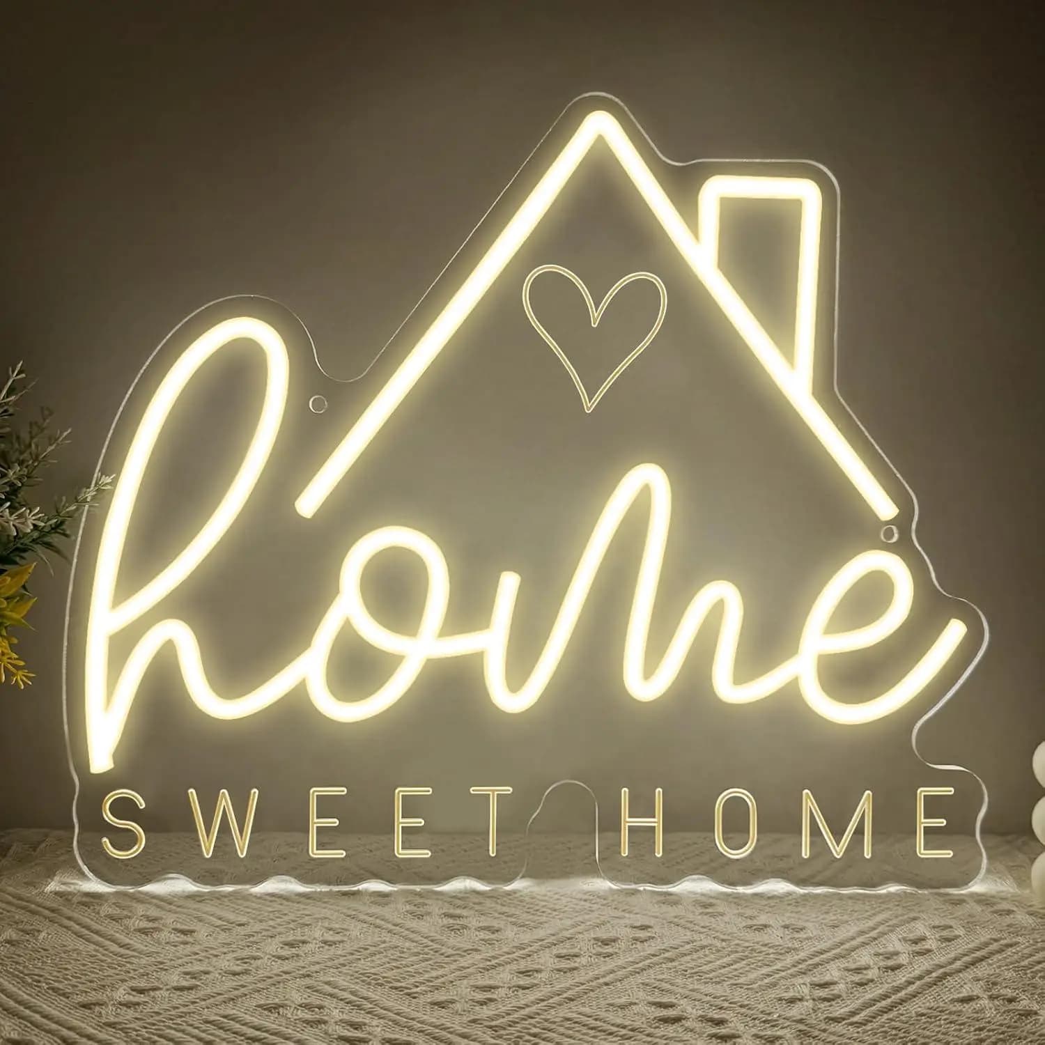 Sweet Home Neon Sign USB Dimmable LED Light for Living Room Bedroom House Apartment New Home Aesthetic Decor Gifts Night Light