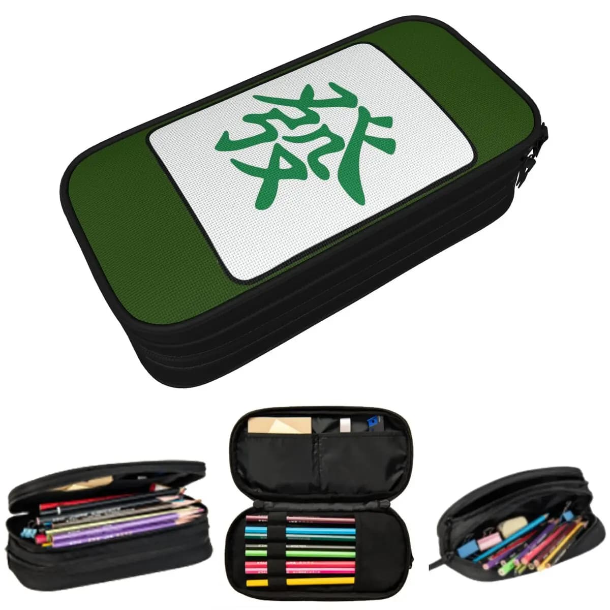 Astuccio Mahjong Tile Green Dragon Vocan per studenti, regali, scatola per penne, borsa per matite, articoli di cancelleria, borsa porta penne