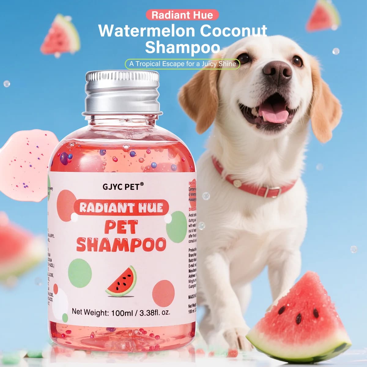 Shampoo per Animali Domestici, Pulizia Profonda, Profumo di Anguria e Cocco, Balsamo in Perle, Deodorante per Cani e Gatti