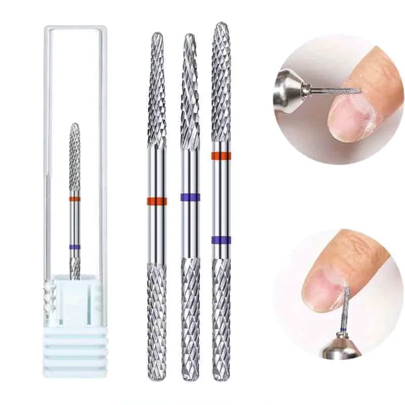Punta da trapano multifunzione sotto le unghie Doppie estremità in carburo di tungsteno Gel per unghie affilato Rimuovi peeling esfoliante