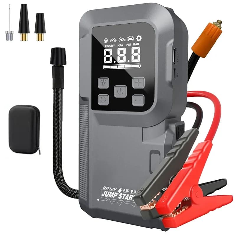 Avviatore di Emergenza per Auto 2-in-1 12V e Compressore d'Aria, 150PSI 600A Portatile con USB e Luce LED, -40°C ° C-80