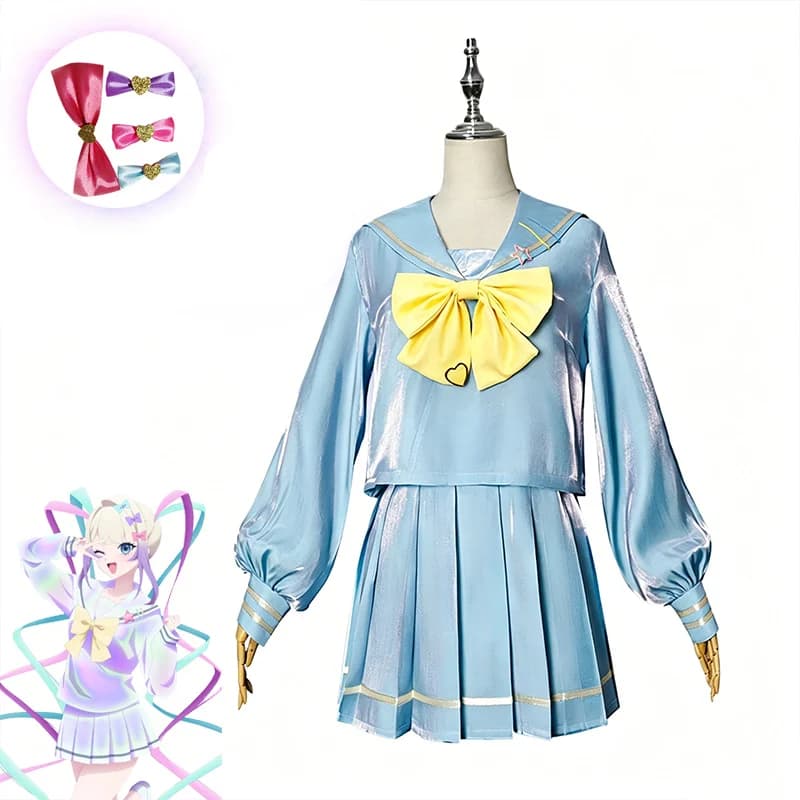 Game NEEDY GIRL OVERDOSE Rain Kawaii Angel Cosplay Costume Top Skirt Bow School Sailor Uniform Suit Halloween JK Party Outfit