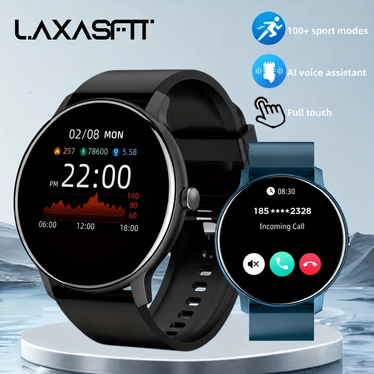 LAXASFIT 2026 Smart Watch 1.52" HD Touch Screen Bluetooth Call Heart Rate Monitor Fitness Tracker Sports Gift for Men Women