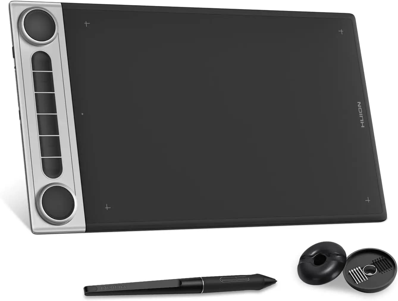 Tavoletta grafica da 10,5x6,56 pollici con doppio dial, Bluetooth wireless, stilo senza batteria per l'arte digitale