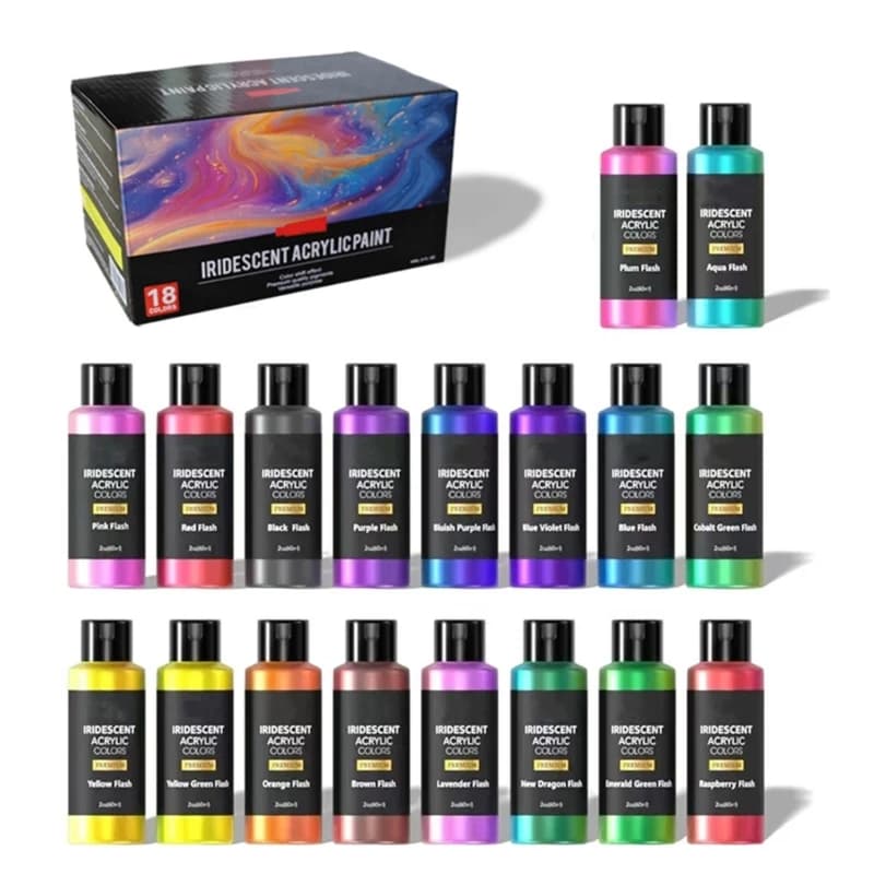 Pack Of 18 Rich Acrylic Paint Colors Featuring Metallic Effect For Artists And Crafters H8WD