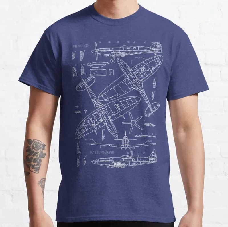 Nuovo Spitfire Concept Blueprints T-shirt classica Camicia da golf S-5XL camicie sportive da uomo Unisex