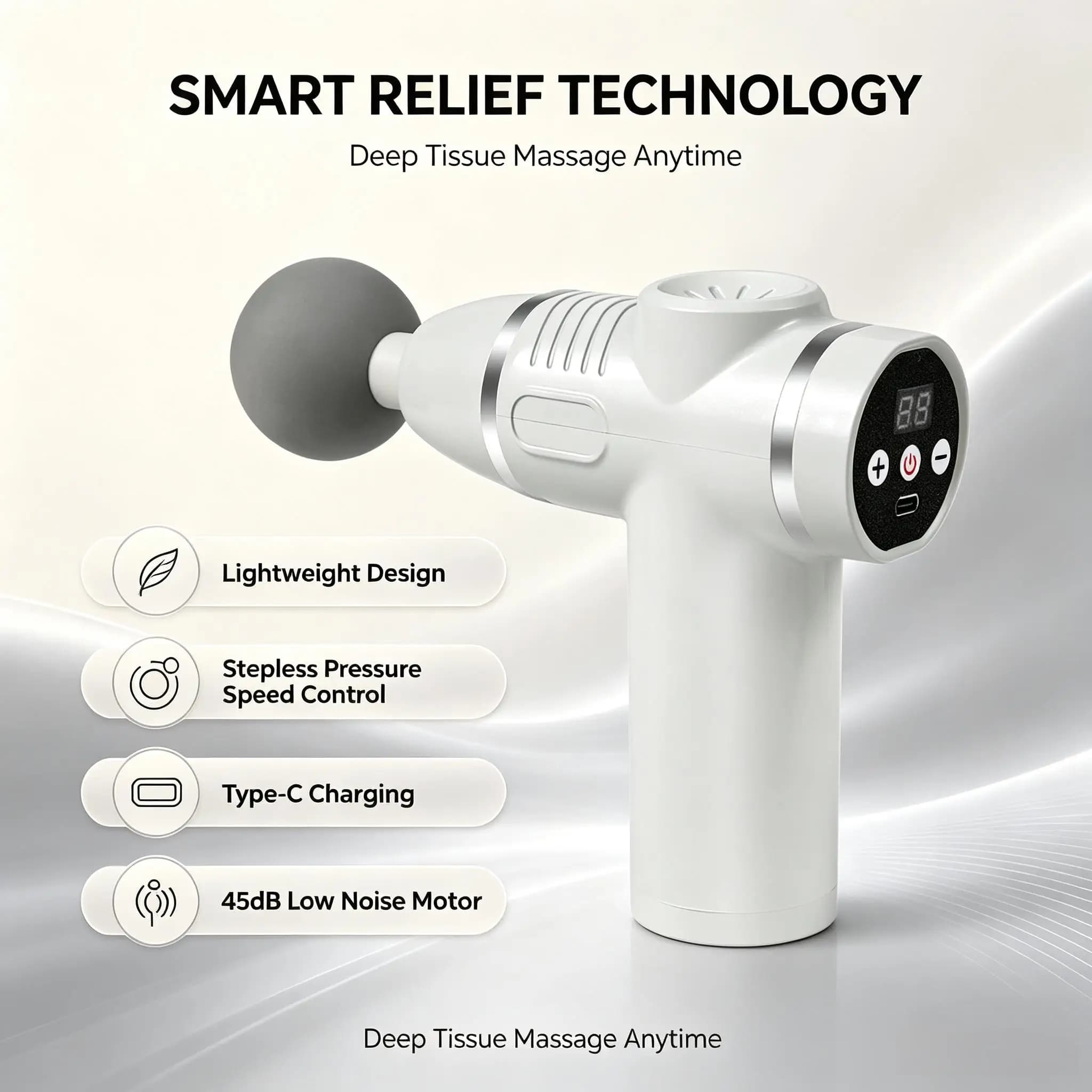 Cordless Percussion Massage Gun Mini Handheld Sports Massager Deep Tissue for Neck Back Athletes Pain Relief Portable