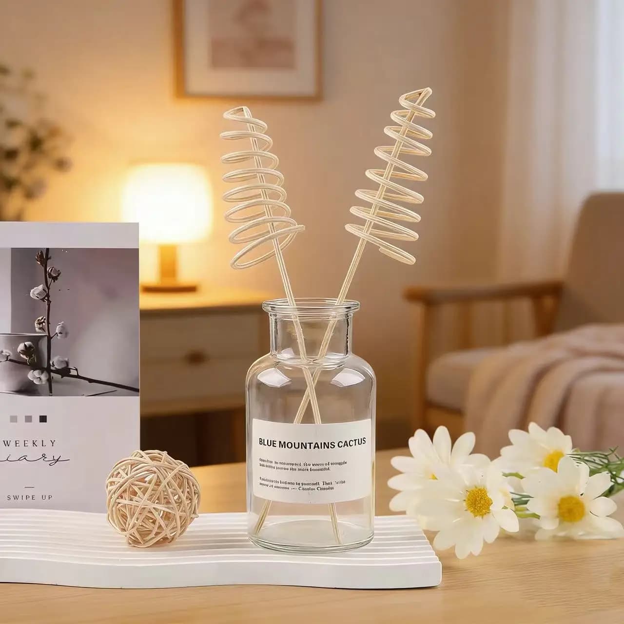 50 Pezzi Bastoncini in Rattan Curvi per Decorazioni Matrimoniali e Aromaterapia, Bastoncini in Legno per Oli Essenziali per Diffusori a Bastoncino