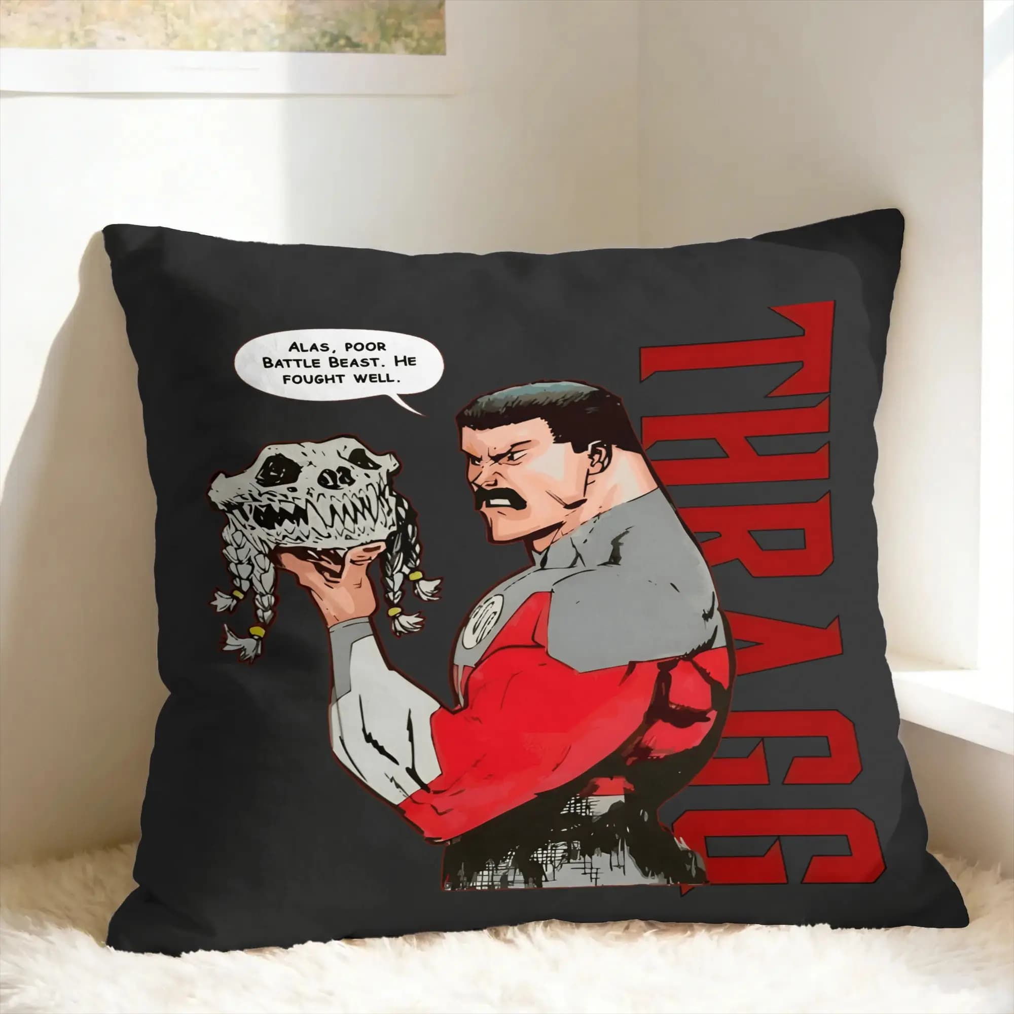 Battle Beast I-Invincible Comic Thragg Pillow Cover Square Cushion Cover Funny Pillow Case For Living Room Chair