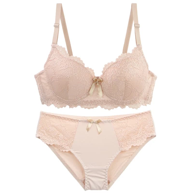 DainaFang Lace Minimizer Bra Sets 3/4 Cup Push Up Lingerie Side Support Removable Straps 3 Hooks Women Underwear